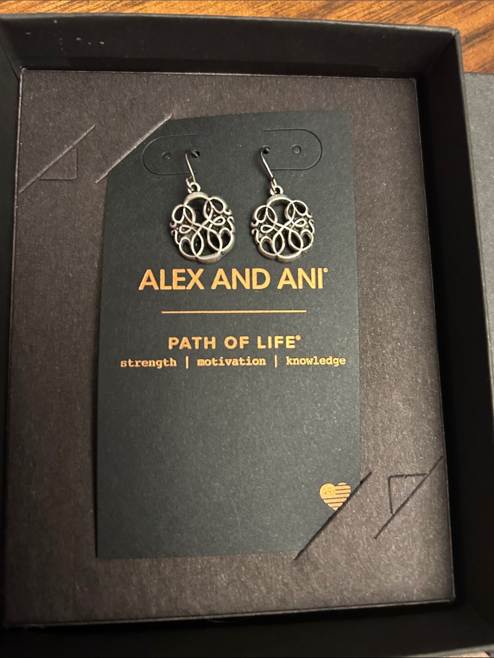Alex and Ani Silver Path of Life Filigree Drop Earrings